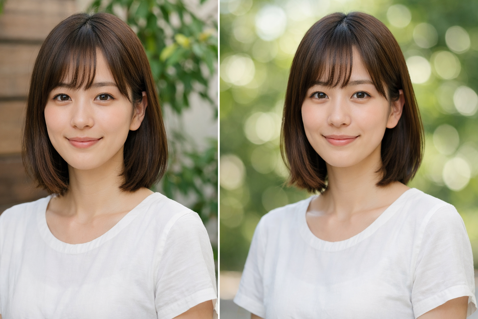 iPhoneポートレートで背景の距離によるボケの違い比較